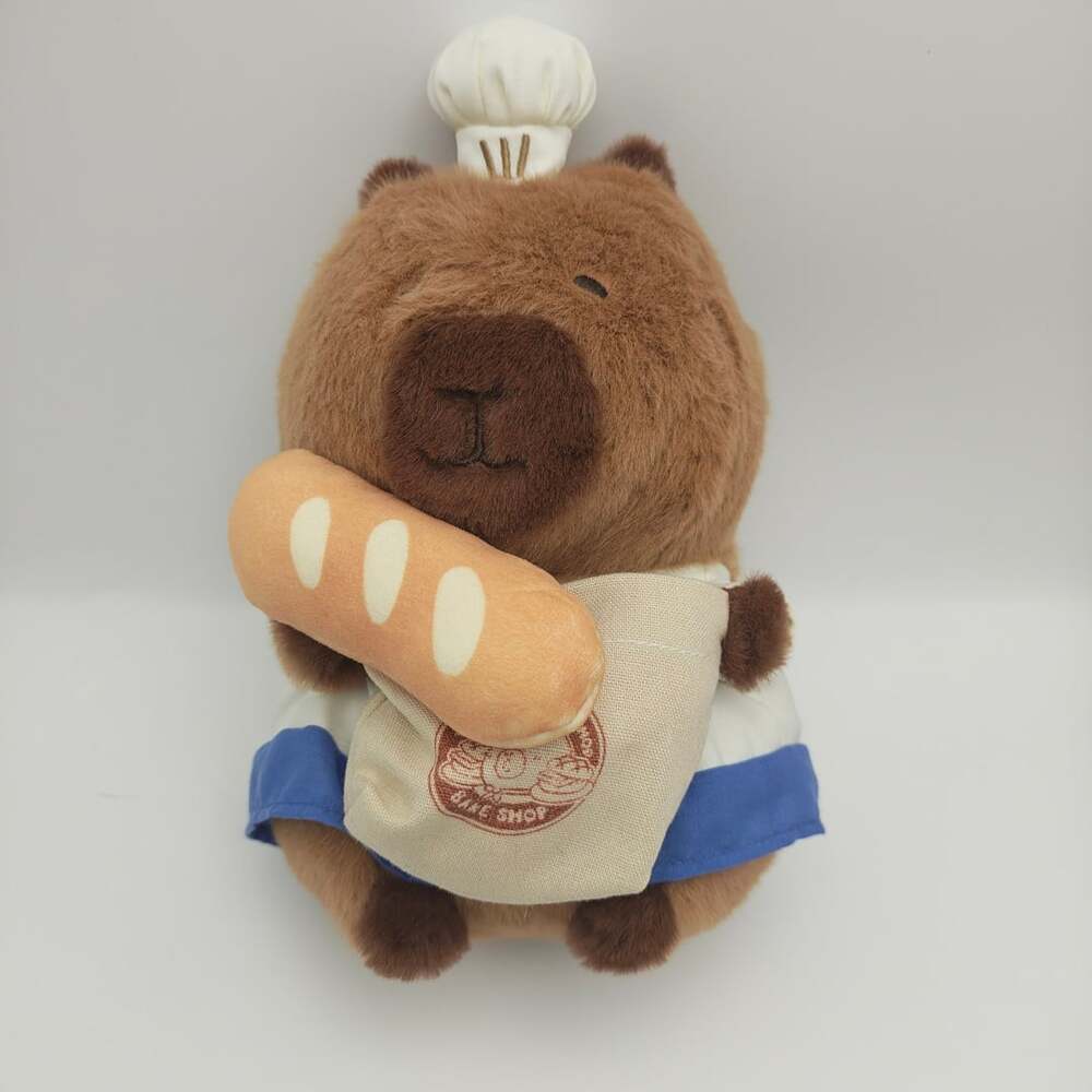 TuntunZai Capybara Baker Plush 8-inch  Chef Outfit Baguette Stuffed Animal NWT
